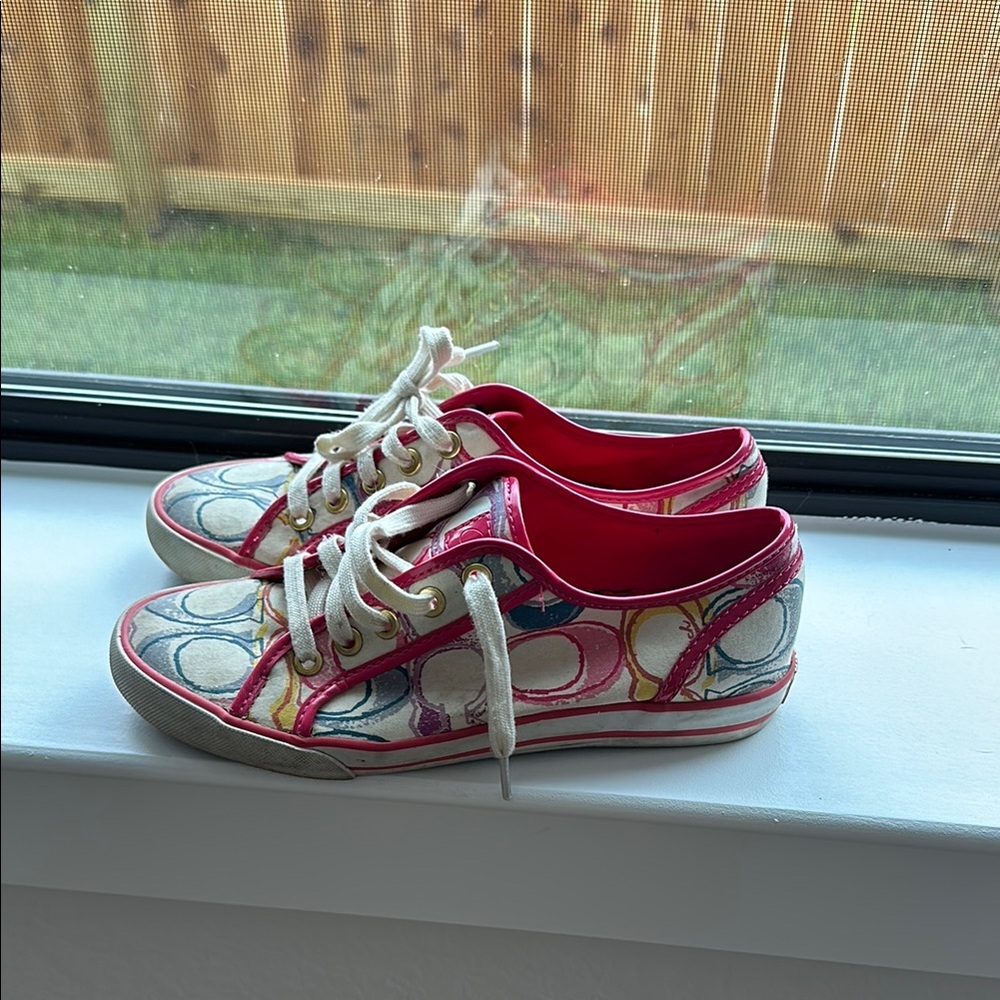 Coach Women's Sneakers in Red and White